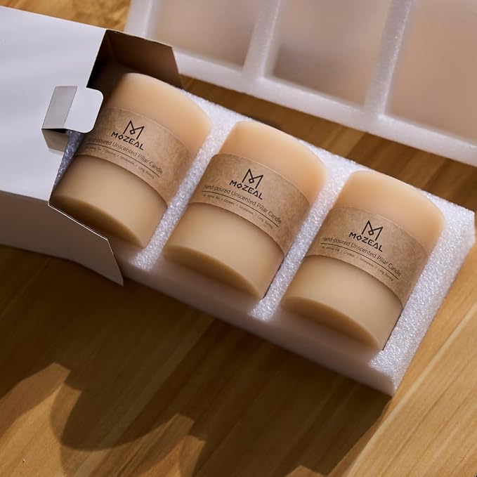 MOZEAL 4" x 10" Extra-Large Beige Pillar Candles, Long Clean-Burning, Tall 10 - Image 5