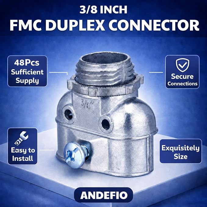 Tandefio 3/8" Flexible Conduit Metal Duplex Connector - Image 3
