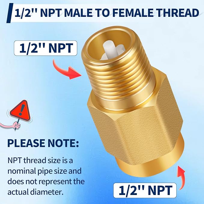 RV Water Heater Backflow Preventer, 1/2" NPT Male to Female Thread Hot Water - Image 3