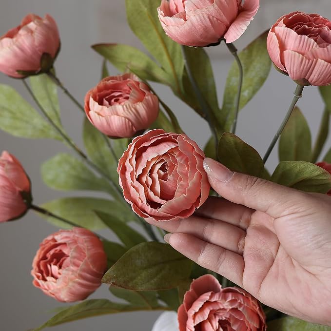 6 Pcs 27" Faux Silk Peony Artificial Flowers Stems - Image 7