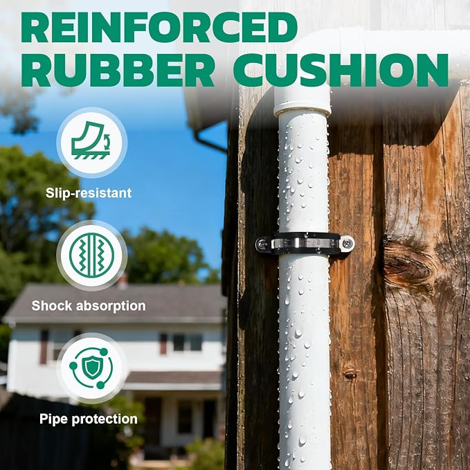 OURU 1-9/16 Inch Pipe Strap Fits 1.57"/39.9-40mm OD, Rubber U Bracket, - Image 4