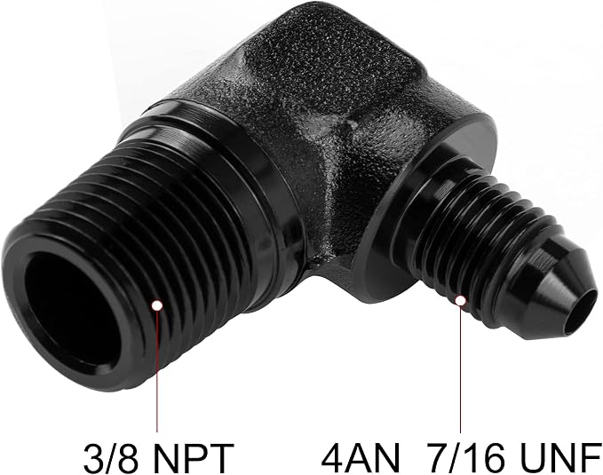 EVIL ENERGY 4AN to 3/8" NPT Male 90 Degree Fitting Adapter Aluminum 2PCS - Image 2
