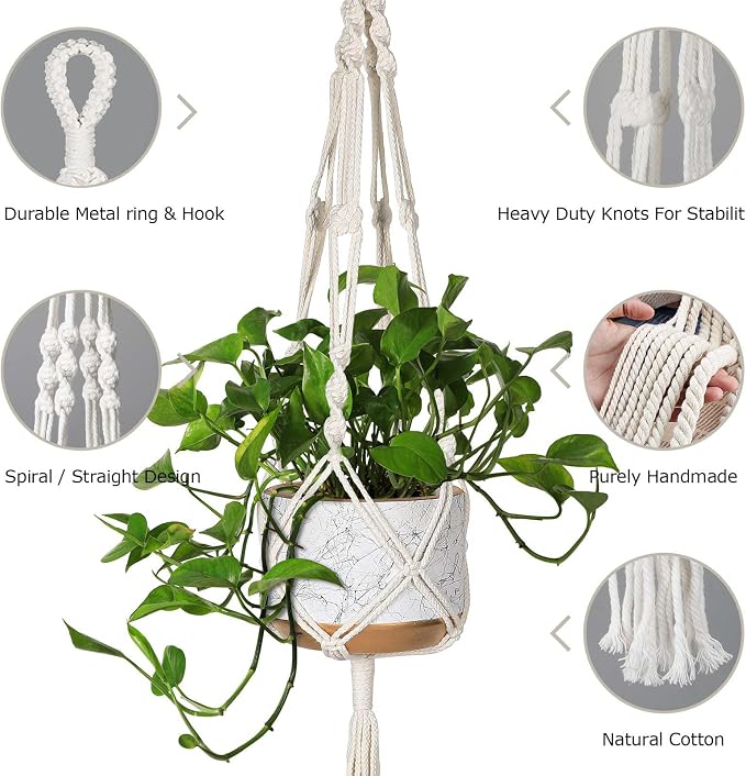 MIPON 3 Pack Macrame Plant Hangers, Hanging Planters - Image 5