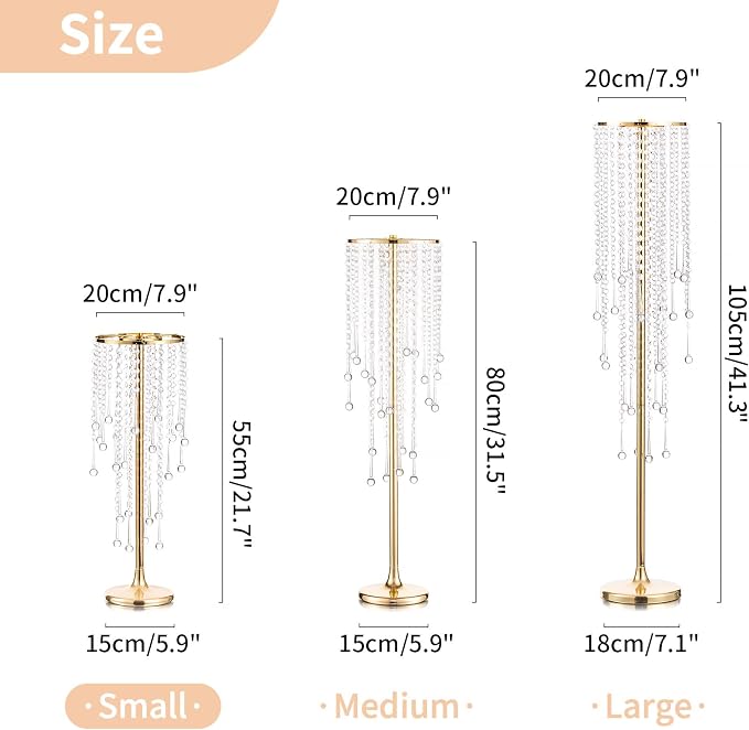 NUPTIO Tall Gold Centerpiece for Table, for Flowers Arrangement, Anniversary - Image 3