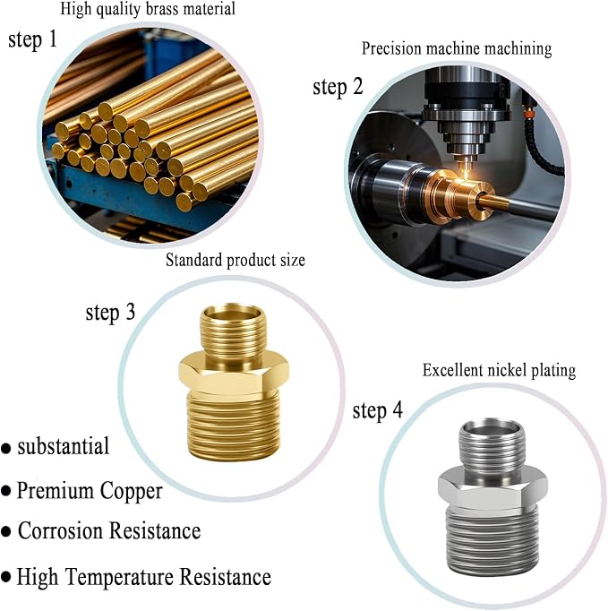 1/2 to 3/8 Water Line Adapter Brass - Image 4