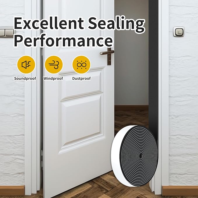 Foam Tape, Weather Stripping, High Density CR, Soundproof, 1 in x 1/8 in x 32 Ft - Image 6
