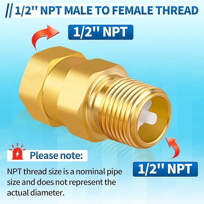 1/2'' NPT Lead-Free Brass RV Camper Water Heater Check Valve, Male-Female | RV - Image 3