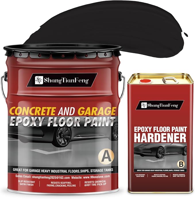 Two-Component Epoxy Floor Paint Kit, 4 Gallon Self-Leveling & Roller Coating by STFShangTianFengPAINT