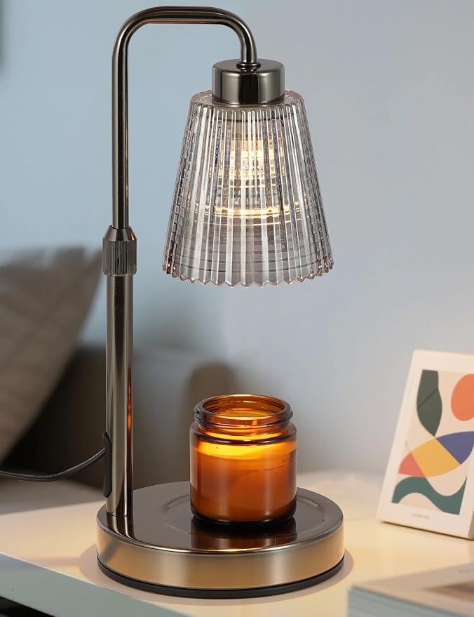 Gray Candle Warmer Lamp with 24h Cycle Timer, Dimmable Wax Melt Warmer | 24h by GODONLIF