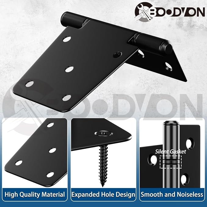 3.5 Inch Heavy Duty Gate Hinges, Extra Thick Black Shed Barn Door Hinges - Image 3