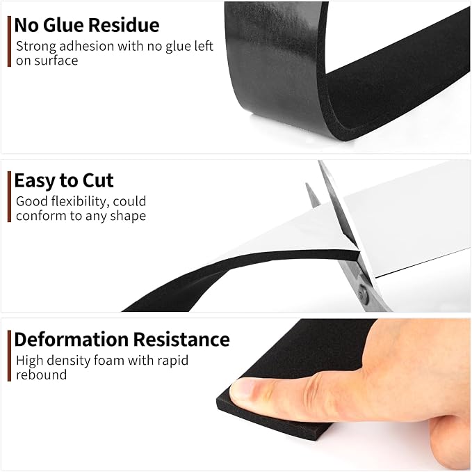 Yotache Foam Strips Adhesive 2 Rolls 1" x1/8", Total 33 Ft Long | Neoprene - Image 6