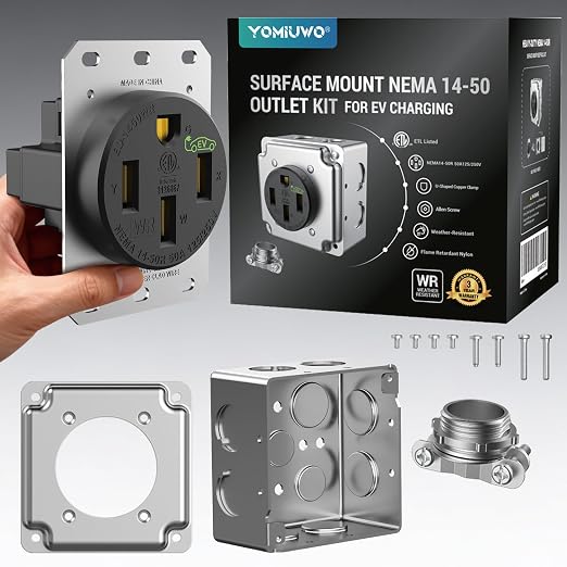 Nema 14-50 EV Outlet Weather Resistant 50 Amp EV Charging Receptacle Heavy Duty by YOMIUWO