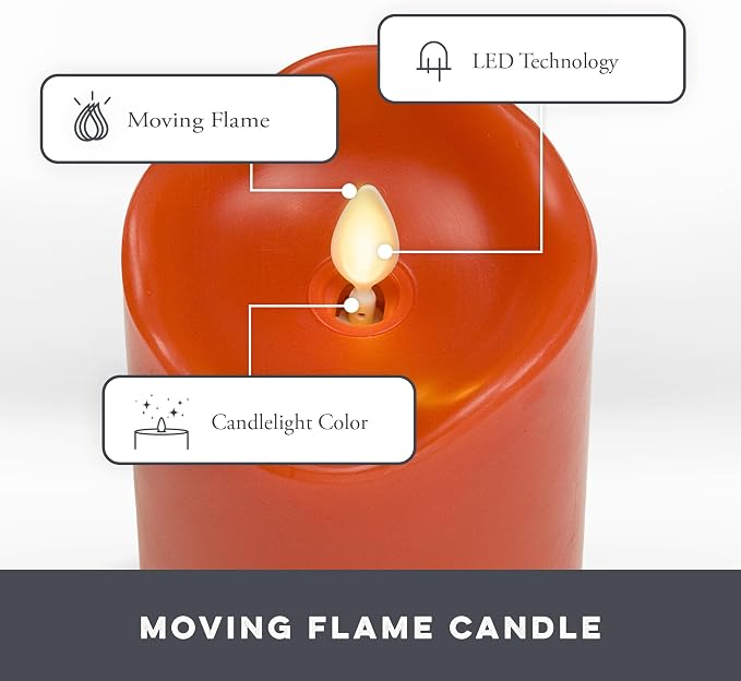 Co. Set of 3 Flameless LED Flickering Battery Candle Moving Flame Pillar - Image 3