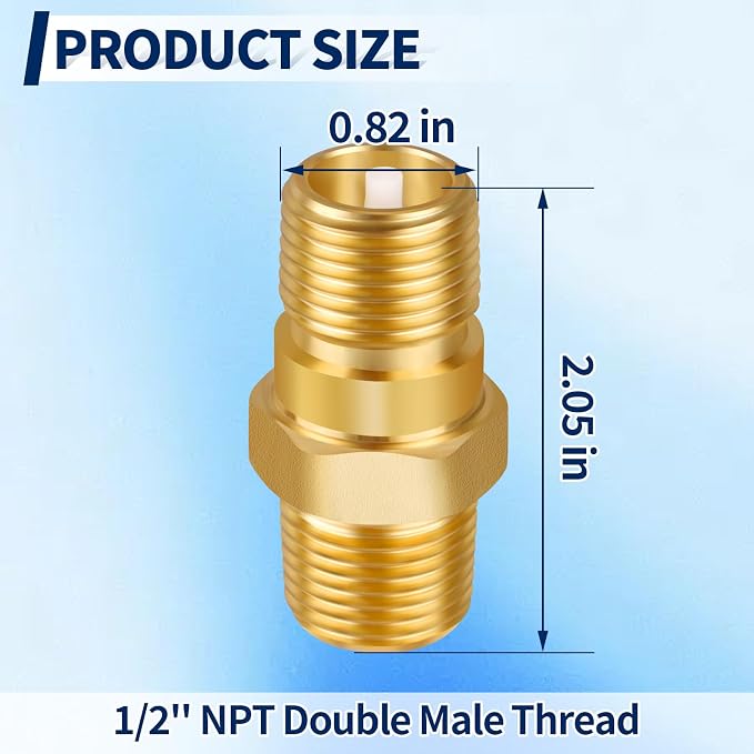 RV Water Heater Backflow Preventer, 1/2" NPT Double Male Thread Hot Water - Image 2
