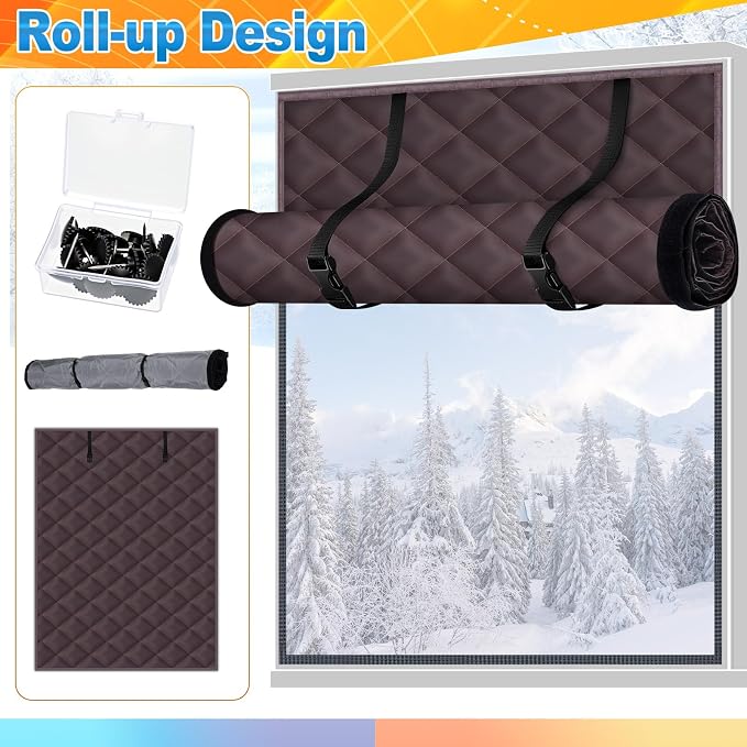 Fanfanwin 2 Pcs 63 x 39 Inches Window Insulation Curtain Kit Winter Thermal - Image 7