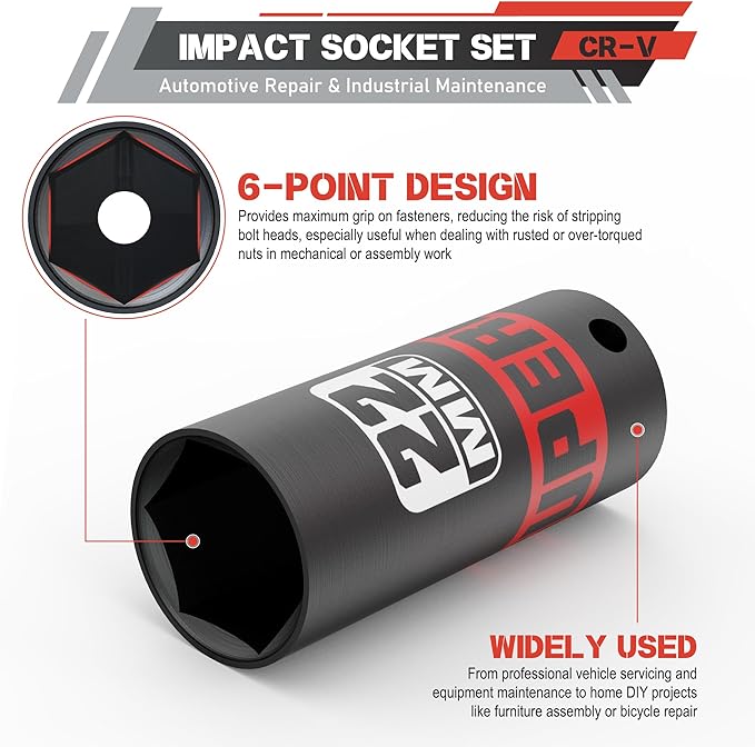 50 Piece 3/8" Drive Impact Socket Set, SAE and Metric, Deep & Shallow Sockets - Image 4