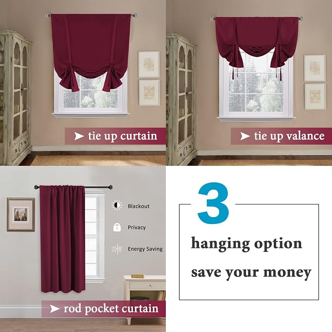 H.VERSAILTEX Red Christmas Blackout Curtain Rod Pocket Energy Efficient Small - Image 4