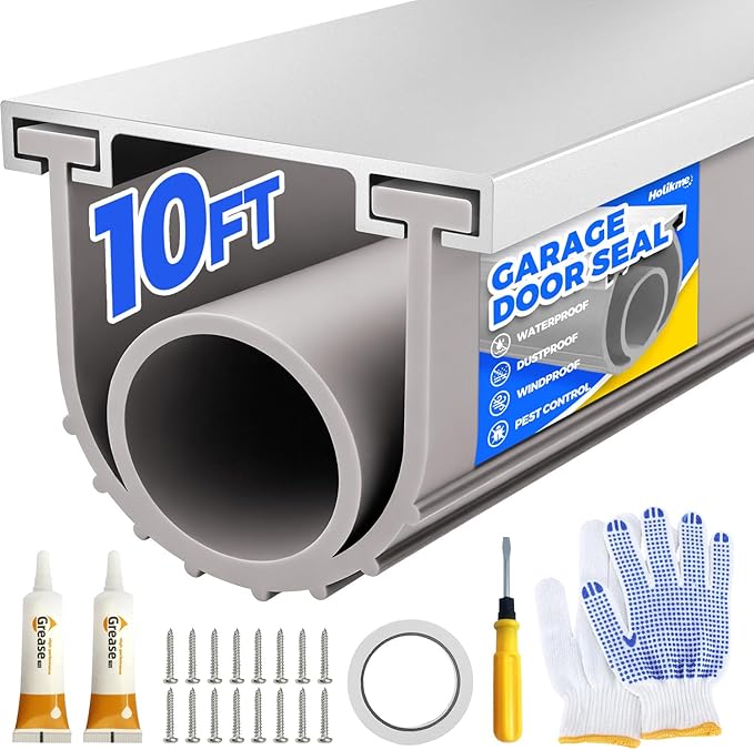 Holikme 10FT Garage Door Bottom Seal, Pre-drilled Track, U+O Rubber Seal by Holikme