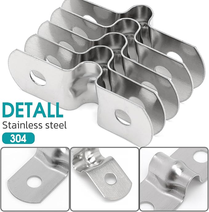 25PCS M10 304 Stainless Steel Rigid Pipe Strap Two Hole Cable Strap u Bracket - Image 5