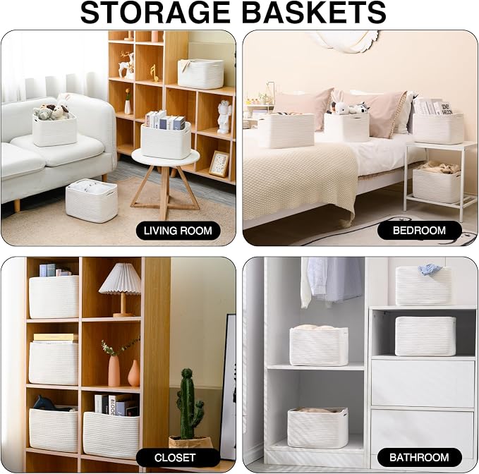 ICERZCZ Storage Baskets for Organizing 12.5"x9.1"x7.9" Off White | Storage Bin - Image 4