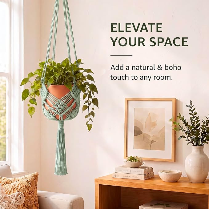 Shappy 1 Pack Boho Macrame Plant Hanger - Image 4
