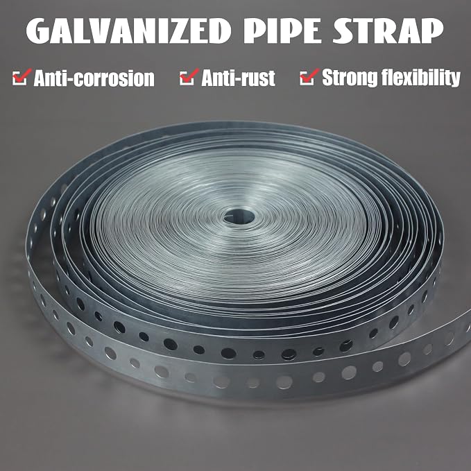 Galvanized Metal Pipe Strap 0.7-Inch x 100-Feet 28-Ga. Pipe Hanger Strap - Image 6