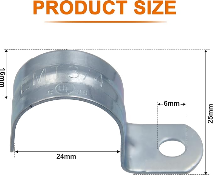 ISPINNER 25pcs 3/4 Inch Zinc Plated Steel EMT Pipe Straps - Image 2