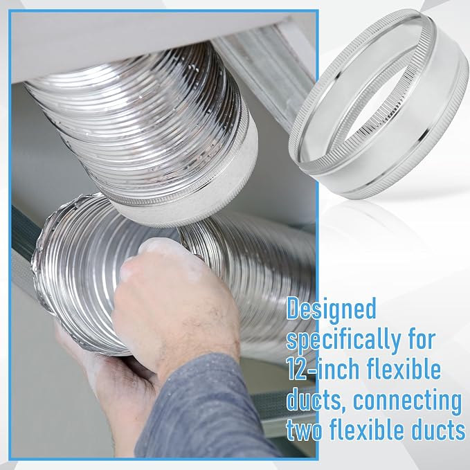 Frienda 12" Duct Coupler Duct Connector Coupling Flexible Galvanized Steel - Image 4