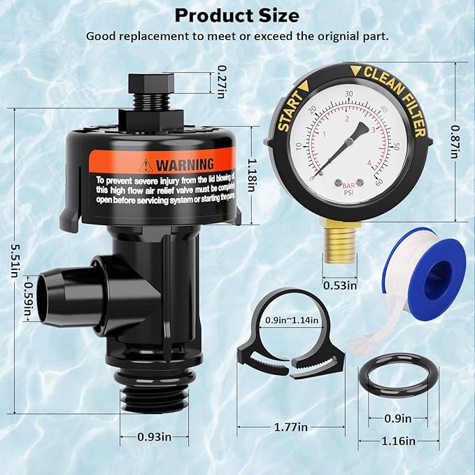 Manual Air Relief Valve for Pool and Spa Filters, Pool Filter Air Relief Valve - Image 7
