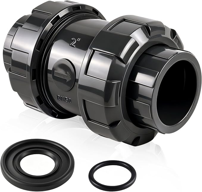 PVC True Union Check Valve, Sch80 Socket Pool Ball by Boltigen