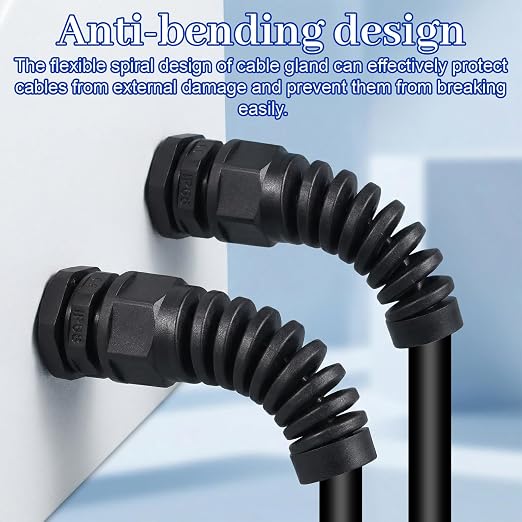 4-Pack NPT 1/2" Waterproof Cable Glands | Adjustable 6-12mm Spiral Strain - Image 7