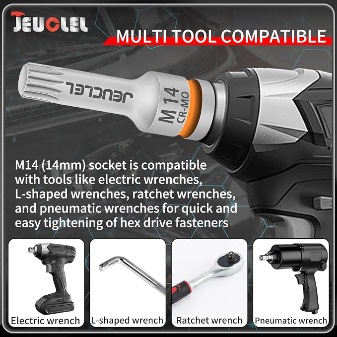 M14 Triple Square Impact Spline Bit Socket, 14mm 1/2" Drive Socket | 12 Point - Image 5