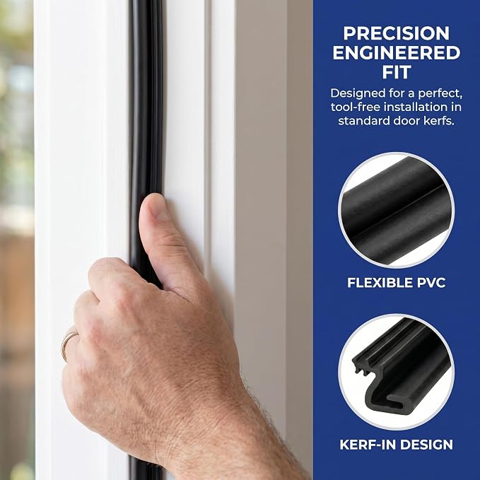 VelTherm 81" x 0.5" x 0.75" Door Weather Stripping, Premium TPV & PP - Image 2