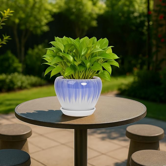 Deep Dream 6 Inch Plant Pots- Ceramic Planter Pot - Image 3