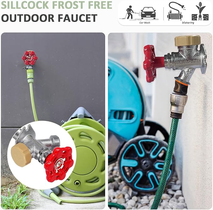 10 inch Anti-Siphon Frost Free Sillcock, No Lead Brass Frost Proof Outdoor - Image 4
