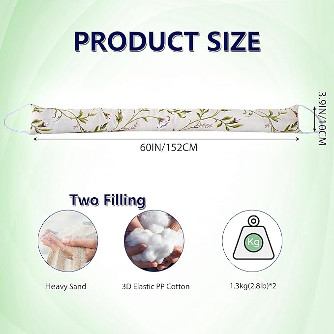 2 Pack 60 Inch 4 Inch Wide Under Door Blocker Door Draft Stopper - Image 2