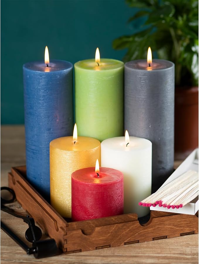 Assorted Pillar Candles Set of 3 – Sizes 3", Rustic Style Long Burning - Image 8
