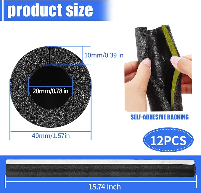 12 Pack Pipe Insulation Foam Tube, 3/4'' Self Adhesive Pre Slit Foam Pipe - Image 2