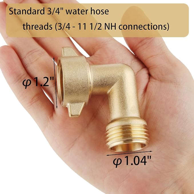 90-Degree Hose Elbow For RVs — Solid Brass Construction | Convenient Easy Grip - Image 2