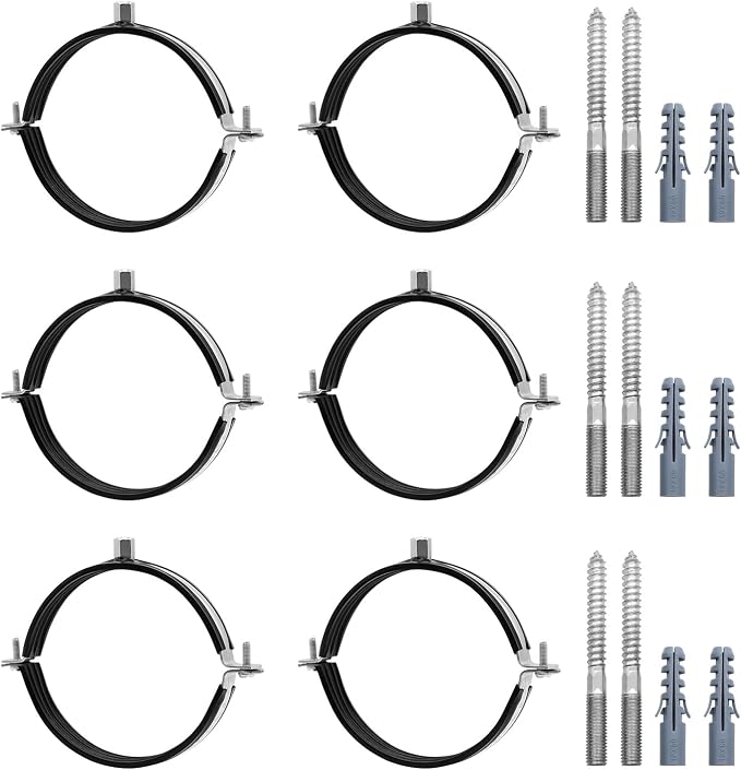 6 Pcs 4.9-5.1 Inch Split Ring Pipe Hanger, 125-130mm Heavy Duty Adjustable Pipe by AKIHISA
