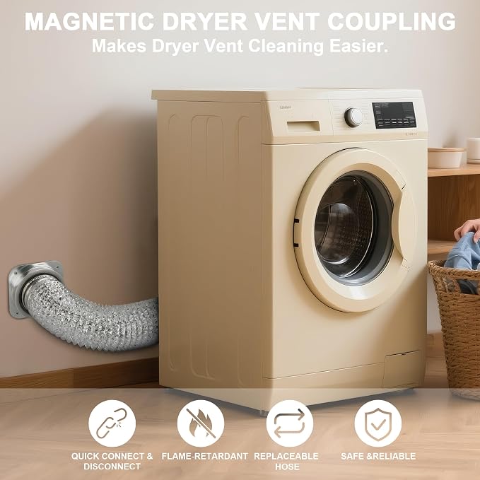 Magnetic Dryer Vent Connector Kit Dryer Vent Hose Coupling Quick Connector - Image 9