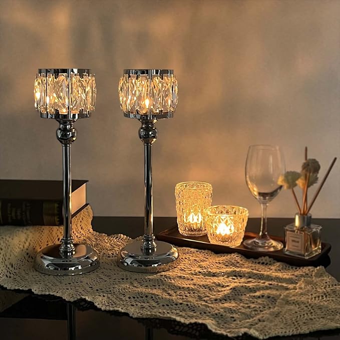 2 Pcs Crystal Bowl Tealight Candelabra Votive Candle Stand, Wedding centerpieces - Image 6