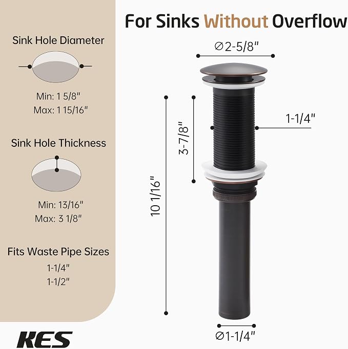 KES Oil Rubbed Bronze Bathroom Sink Drain - Image 6