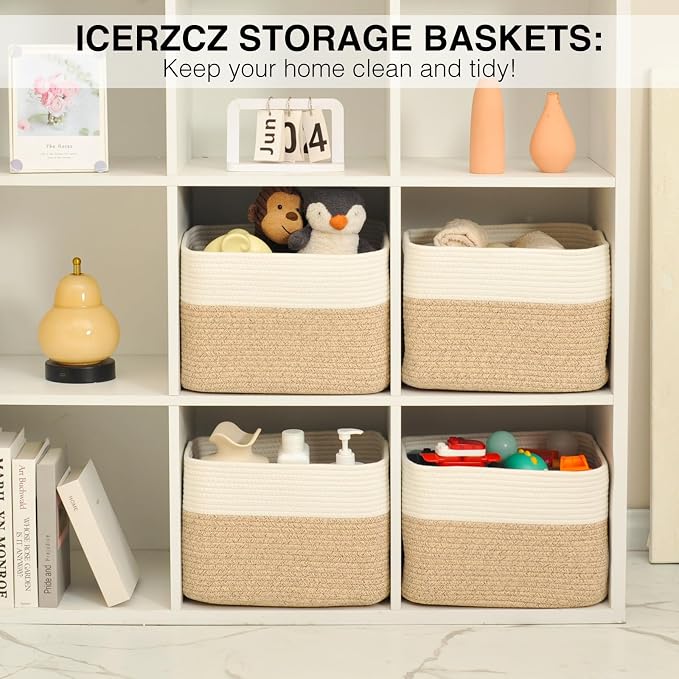 ICERZCZ Storage Baskets for Organizing & Shelves, Woven Cotton Rope - Image 6