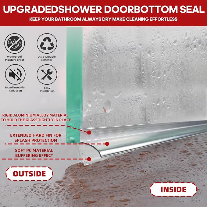 32" Chrome Framed Shower Door Replacement Drip Rail - Image 3