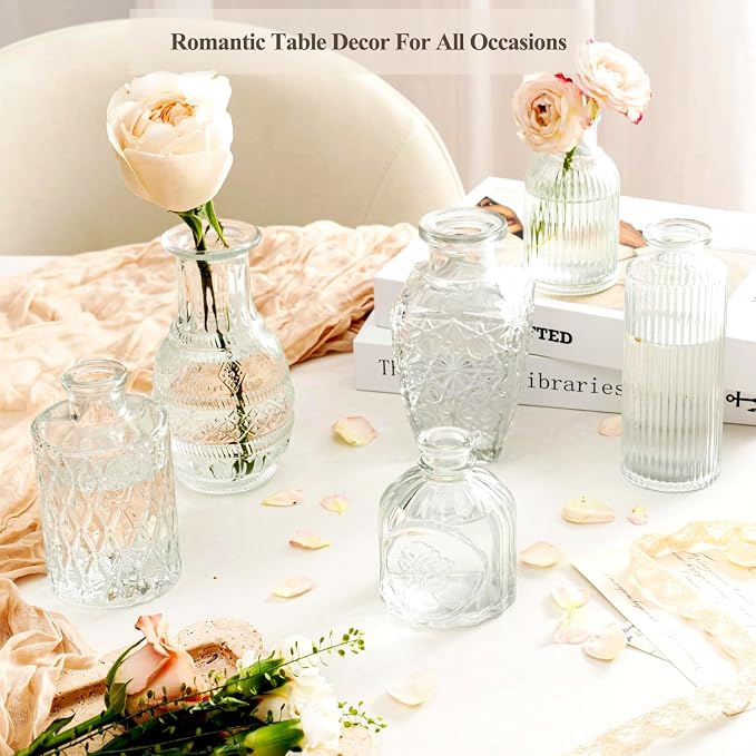 Clear Glass Bud Vase Set of 22 Pcs, Small Bud Vases in Bulk, Glass Crystal - Image 7