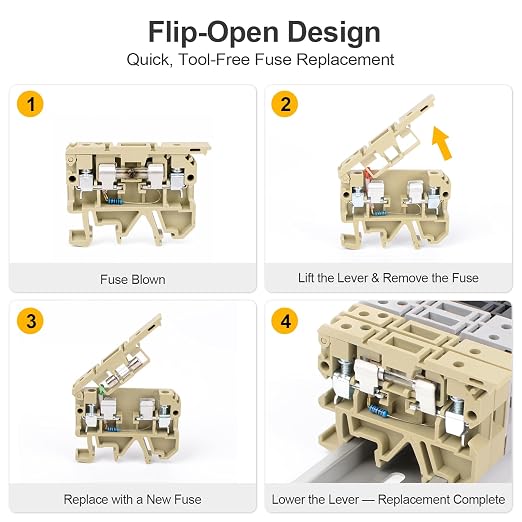 50Pcs DIN Rail Terminal Block Fuse Holder, - Image 5