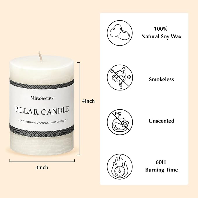 3x4 Inch White Pillar Candles - Image 5