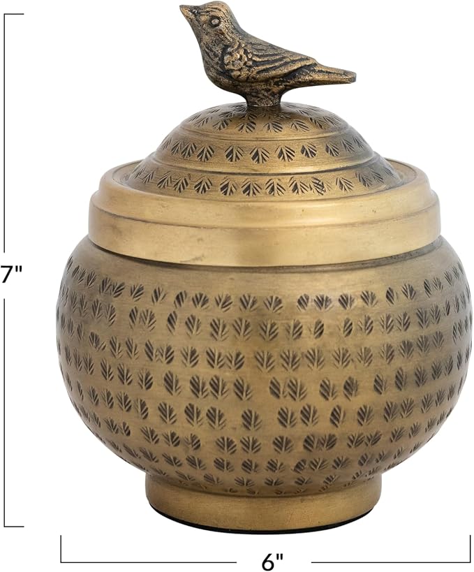 Round Hammered Metal Container - Image 2