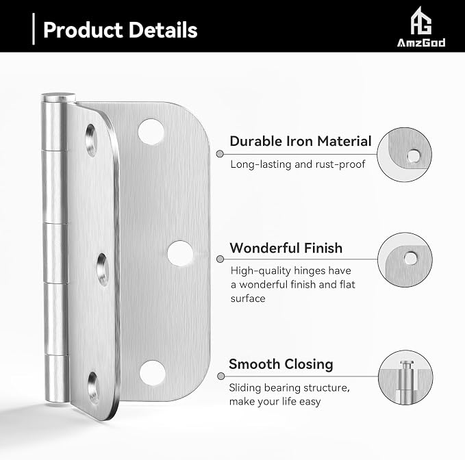 Door Hinges Brushed Nickel - Image 5